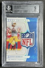 2021 National Treasures NFL Shields Justin Herbert 1/1 Chargers BGS 9