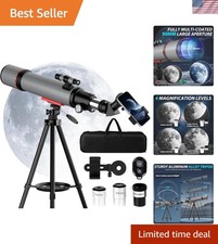 High Power Telescope for Adults Kids Refractor 90mm Aperture Portable Astronomy