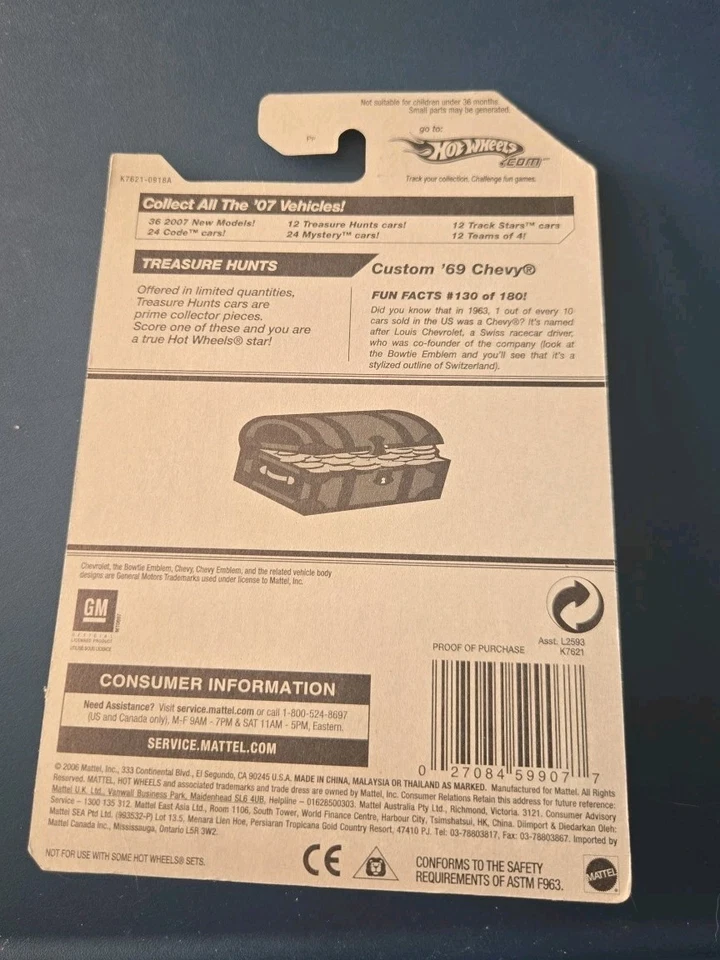 Camioneta Chevy Hotwheels Treasure Hunt Custom '69 2007 Foto 2 de 4
