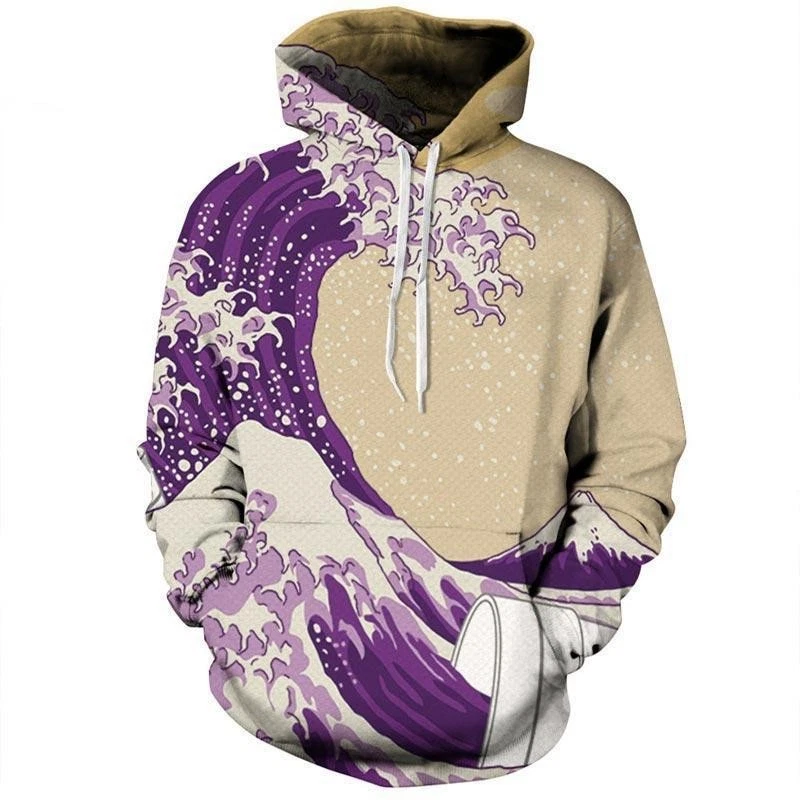 Japan Purple Wave Art Hoodie Men&Woman S-5XL