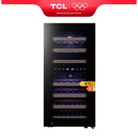 TCL WC097WBF0 33 Bottle Wine Cooler Fridge 97L Dual Zone Glass Door Black UV LED