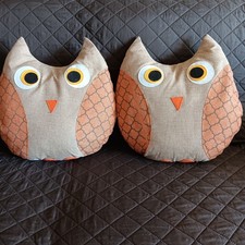 Set Of Two Owl Pillows 13"H X 16"W