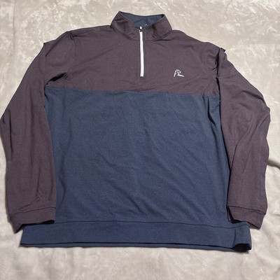 Rhoback Men s M Red Blue 1/4 Zip Performance Pullover Stretch Golf  Shirt