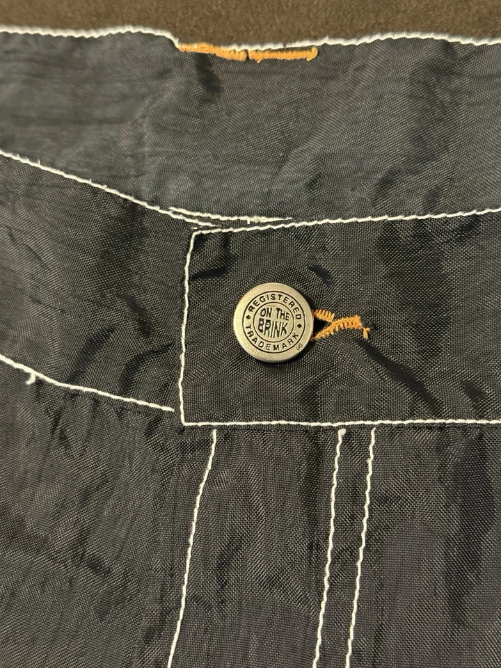 Y2K 90s OTB On The Brink Black Nylon Shorts Size 40/42 Baggy Skater JNCO Style - Image 3 of 4