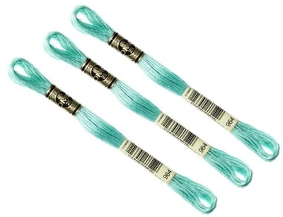 DMC 964 Lot 3 Échevettes Fils À Broder Mouliné Spécial 8m 25 Coton Turquoise - Photo 1/2