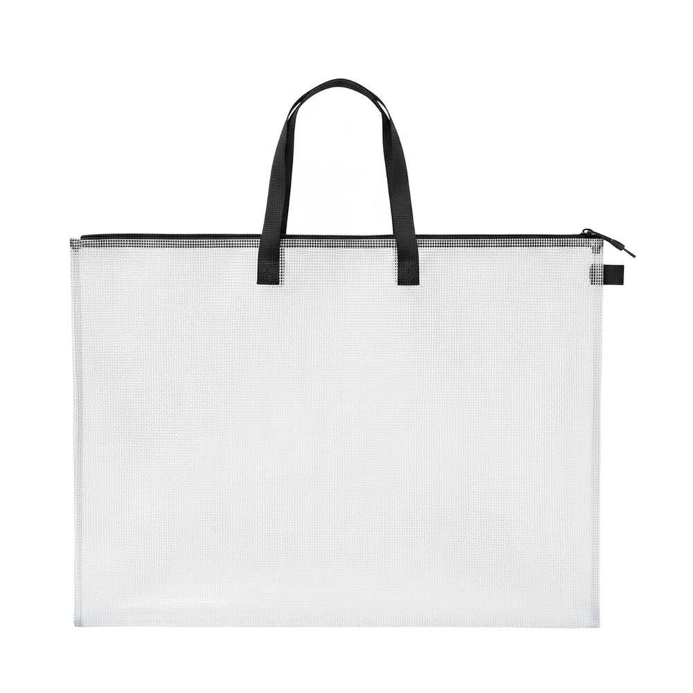 Art Portfolio Bag with Handle & Zipper, Vinyl Mesh Folder Organizer for7466