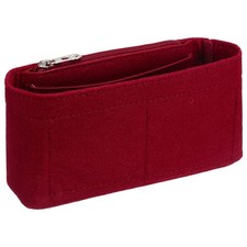 Purse Organizer Insert, Felt Handbag Shaper with Zipper, 7.5"x2"x4", Burgundy
