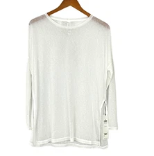 Alo Yoga NWT Arrow Oversized Long Sleeve T-Shirt White Sheer Lighweight Size XS