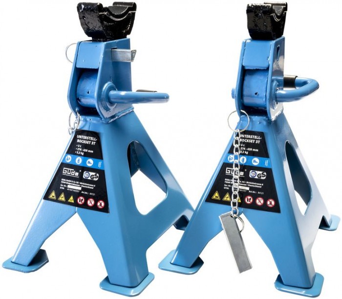 Chandelles 3 tonnes avec crémaillère en fonte autobloquante pour levage auto