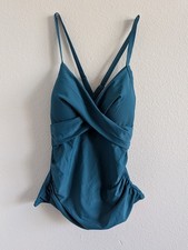 Bikini Top Teal Wrap-front Ruched Size M