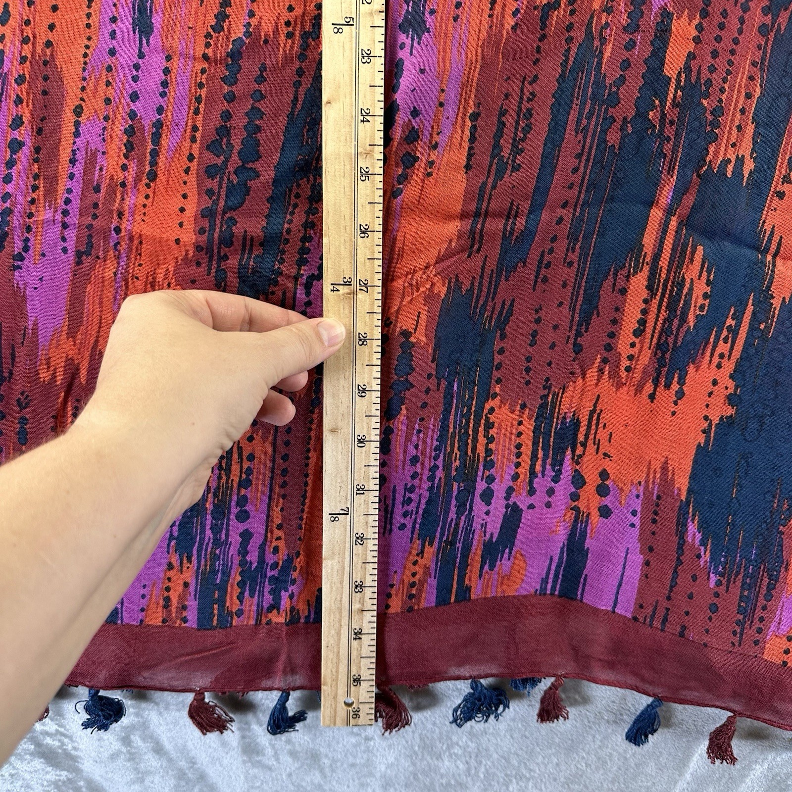 Rectangular Scarf Vibrant Abstract Pattern Red Te… - image 5