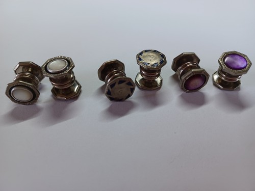 3 pr Vintage Octagon Cuff Links-Snap Link,ParkRodger Jiffy & Unbranded