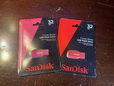 Lot of 2 SanDisk Cruzer Blade 32GB USB 2.0 Flash Drives
