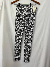 No Boundaries Women Junior Ankle Sueded leggings Black  White Star sz S/M, L/XL