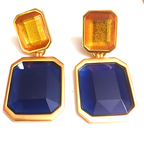 Yves SAINT LAURENT earrings OCTAGON retail $945 clip on France - Picture 2 of 9
