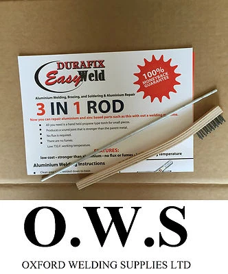 OWS50 Aluminium Welding Brazing Low Temp Durafix Easyweld Rod - 225mm TRIAL ROD+BRUSH