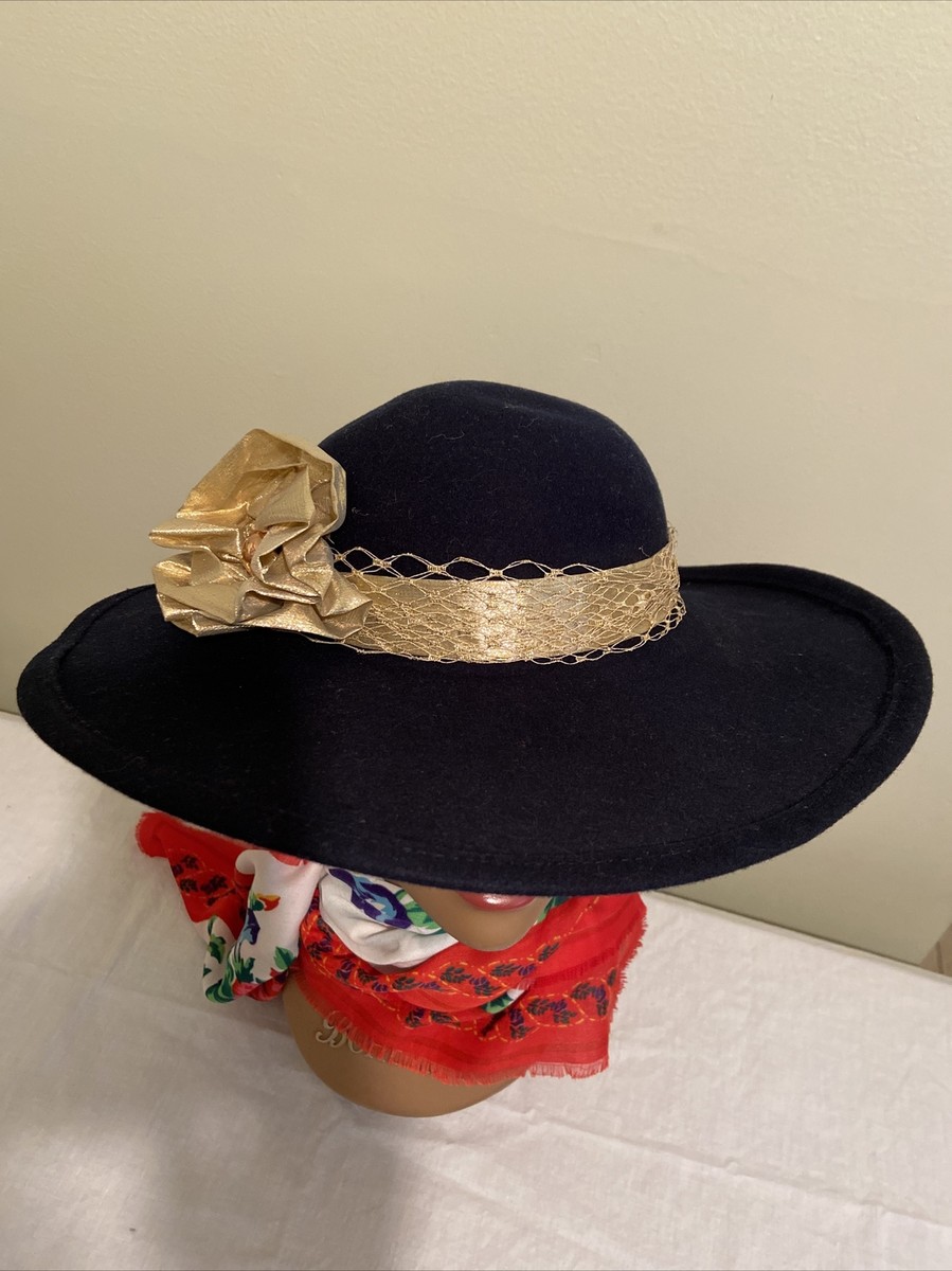 VTG EXCLUSIVE Jean Arlett BOLLMAN HAT Black With Gold Band  display picture 1