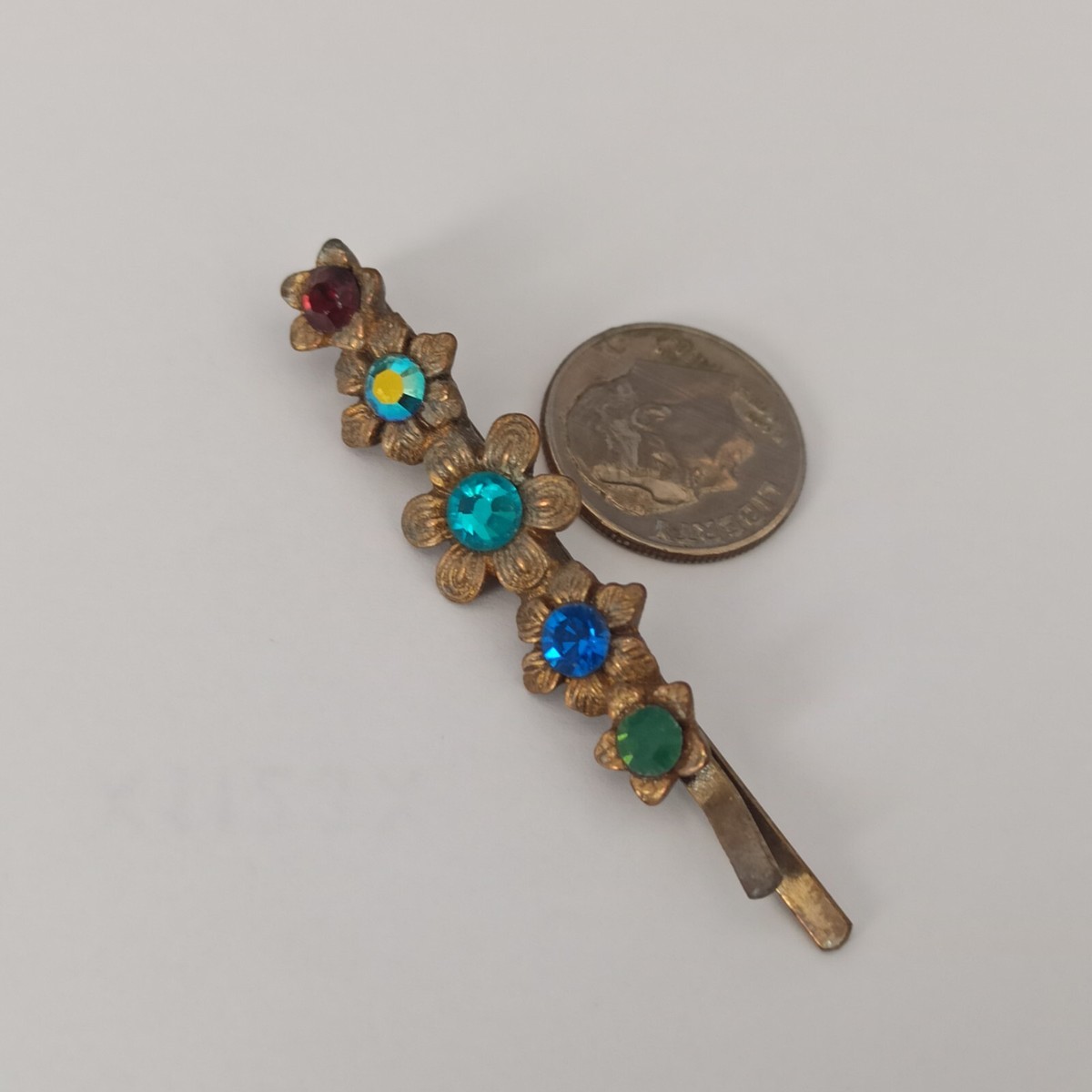 Authentic Michal negrin Green and pink Floral crystals hair clip barrette Michal Negrin Hairpin Barrette Romantic Colorful Flower  main image 3