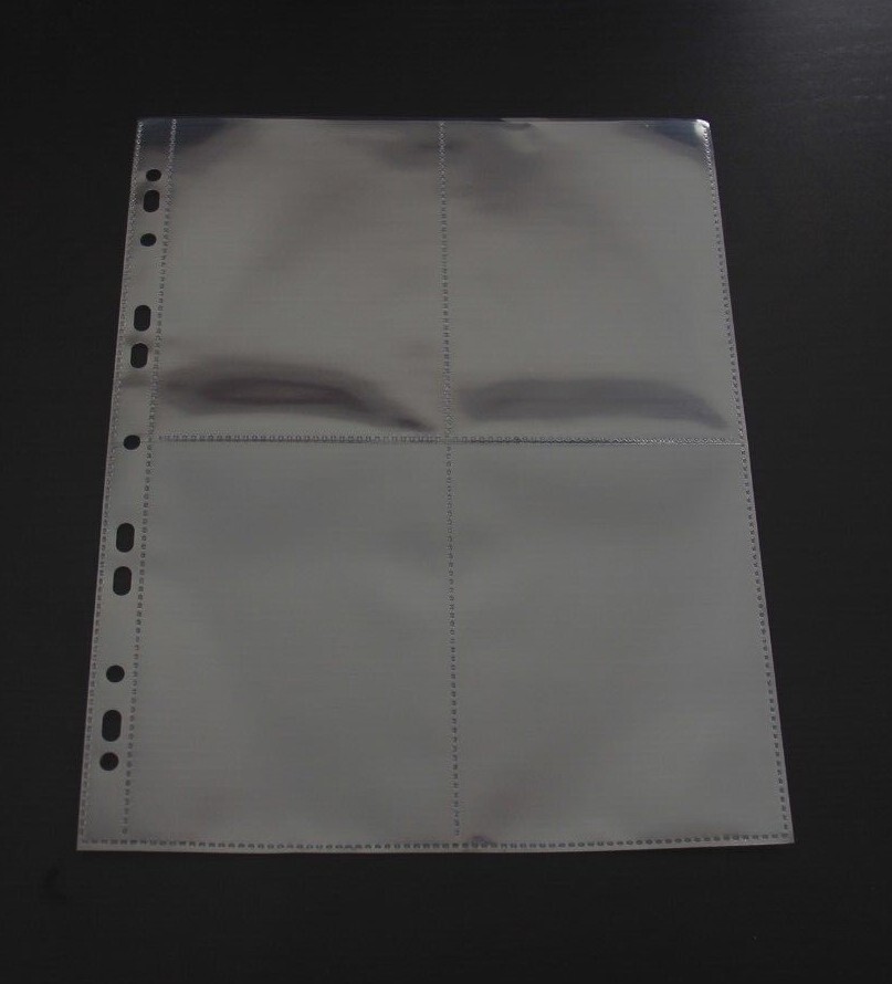 Plastic Postcard Album Pages Sheets Sleeves for 4 Four Individual Postcards