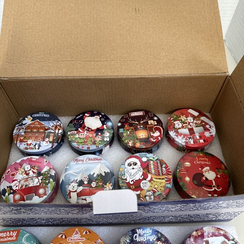 Christmas Scented Candles Set Of 16 Decorative Metal Tins With Lid Aromatherapy - Picture 4 of 5