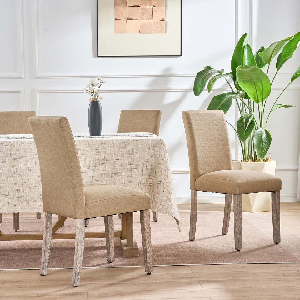 36.5" Set of 2 Dining Room Chairs Kitchen Seats Cloth Cover with Wood Legs - Image 4 of 4