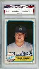 1981 Fleer #140 Fernando Valenzuela Rookie Card AGC 10 Gem Mint LA Dodgers