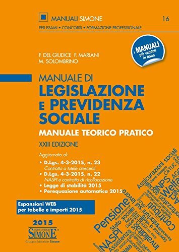 9788891405944 Manuale di legislazione e previdenza sociale. Manu...orico pratico