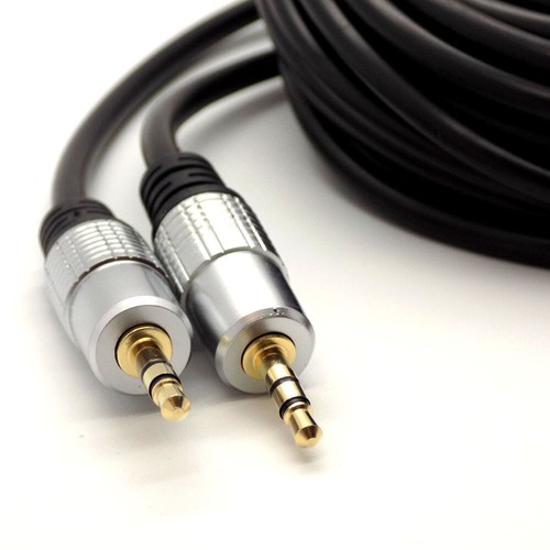 Aux Cable Audio Lead 3.5mm GOLD Jack High Quality Shielded - Car iPhone 1m - 20m - Picture 11 of 12