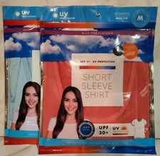 Women's 2pk Breathable UPF 30 UV Protection Short Sleeve Shirts Sz:M 8/10 B C