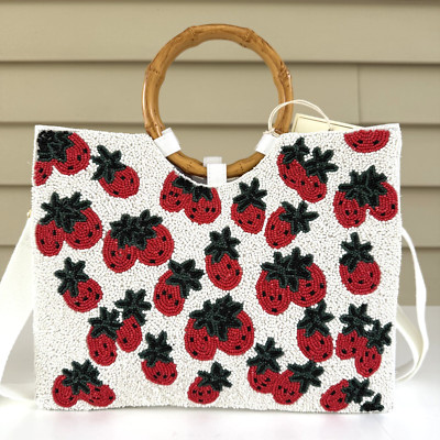 meerバッグ♡ Sol And Mer Beaded Strawberry Bag with Bamboo Handles and