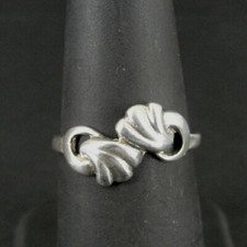Ring Silver Shell Look Linked Design Sterling 925 Size 6 Band Ring