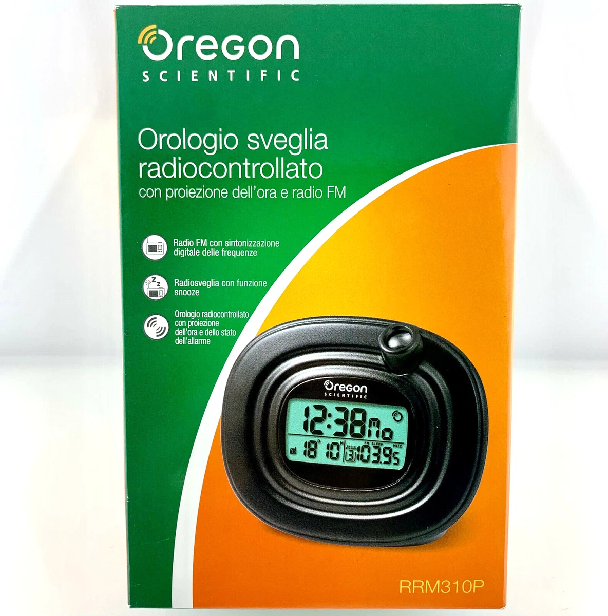 OREGON SCIENTIFIC orologio radiocontrollato radio sveglia FM con proiezione