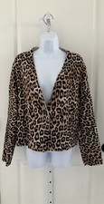 Chico's Women's Leopard Print One-Button Cardigan Sweater Size 2