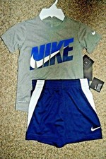 New Boy's Gray, Blue Nike 2 pc shorts set Size 4