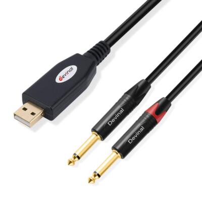 USB to Dual 1/4'' Stereo Audio Cable, USB to Dual 1/4'' inch Output Cord, USB 2...