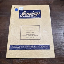 Jennings Radio J-1002 High Voltage Vacuum Tube Voltmeter Instruction Operating