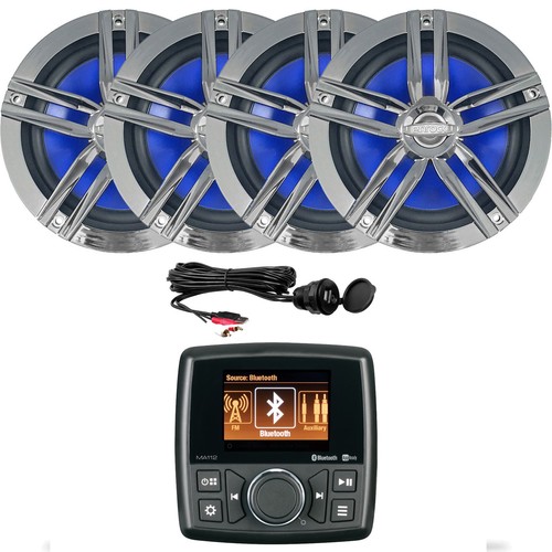 Marine MA112 AM/FM Bluetooth Stereo 4x 6.5" Charcoal Marine Speakers