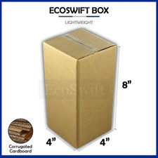 1-Box 4x4x8 EcoSwift Cardboard Packing Moving Shipping Box Corrugated Carton
