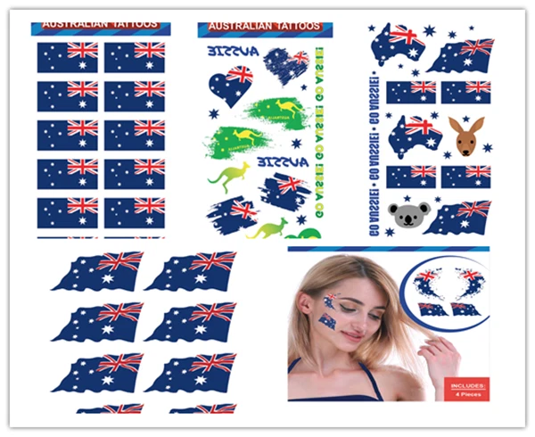 Australian Flag Tattoo Australia Day Map Koala Kangaroo Tats Temporary Sticker