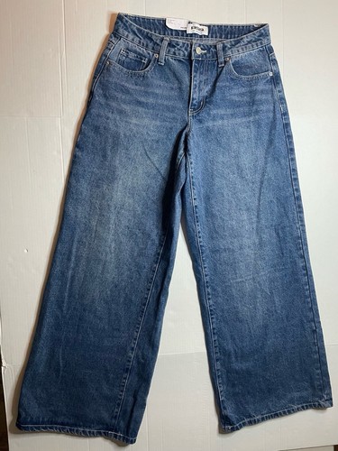 RSQ Jeans Womens Sz 27 Blue Denim Low Rise Wide Leg Baggy Pants NW New