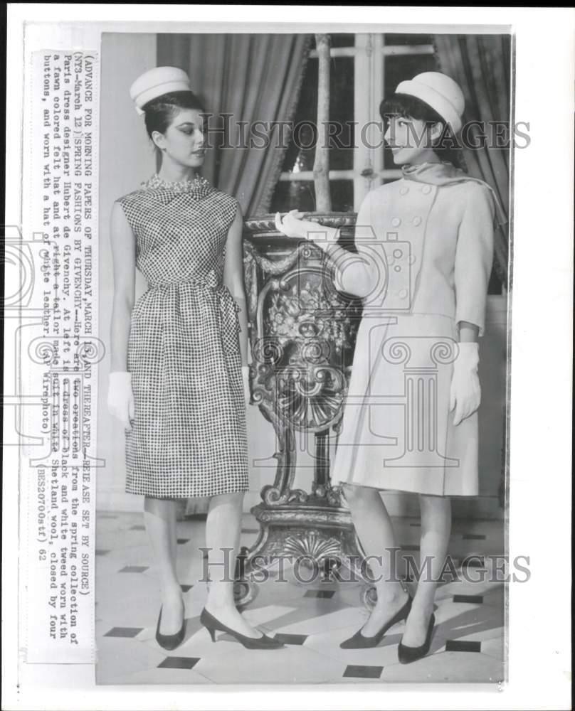 1962 Press Photo Models in dress, suit hats by designer Hubert de Givenchy
