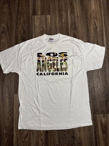 Vintage Los Angeles California Tourist Skyline White Y2K T-Shirt XL - Bild 2 von 5