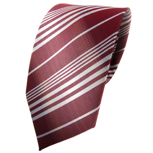 Tigertie Krawatte Rot Bordeaux Weinrot Silber Grau Gestreift - Tie Binder-image