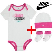Nike Body Mütze Schuhe Mädchen Baby Set Kleinkind 3-Teilig Strampler Geschenkset