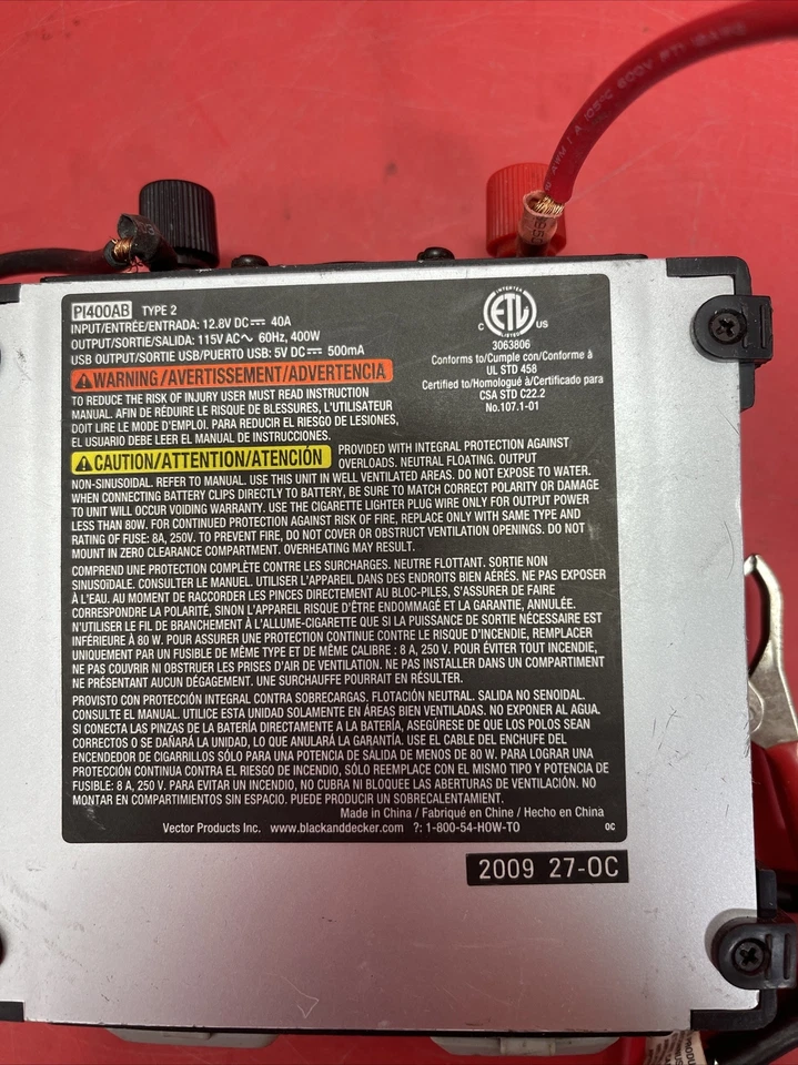 Black & Decker Power Inverter 400 watt P1400AB Type 2 - Image 4 of 4