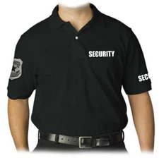 NEW MEN'S PRINTED GRAPHIC DESIGN SECURITY EMBROIDERY PATCH UNIFORM POLO SHIRTS