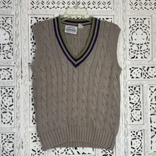 Vtg 90's Britches Great Outdoors Cable Knit Granny Core Sweater Vest Sz M