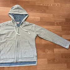 Columbia Knit Blue Striped Soft Outdoor Hiking Fleece Lined Full Zip Hoodie Sz M