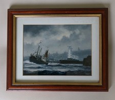Small Framed Print Fishing Boat Off Scarborough By Jack Rigg H24 W30cm