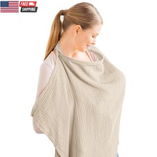 Muslin Nursing Cover for Baby Breastfeeding, Breathable 100 Cotton Breastfeedin